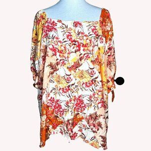 Lauren Conrad Floral Top‎ Blouse Plus Size 3X Cottagecore Peasant Boho Prairie